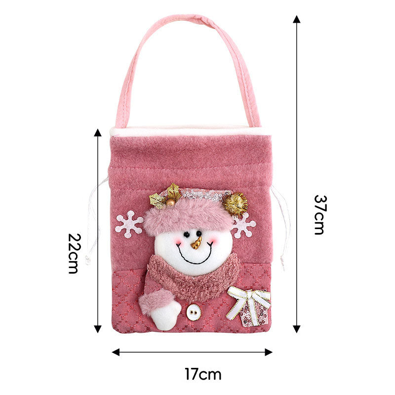 Christmas gift bag, pink glitter gift bag, Christmas Eve apple bag, kindergarten candy bag