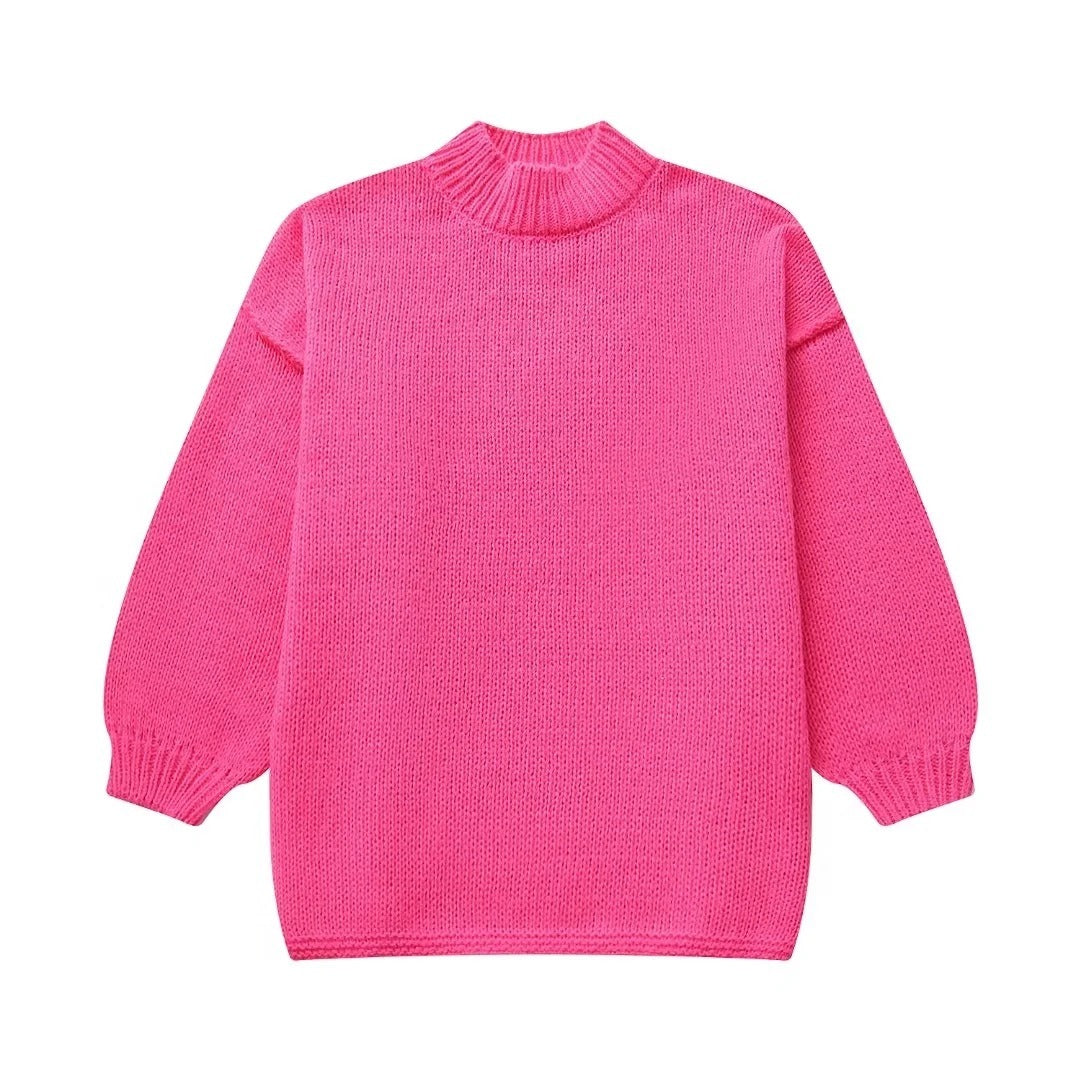 Round neck thin knit sweater