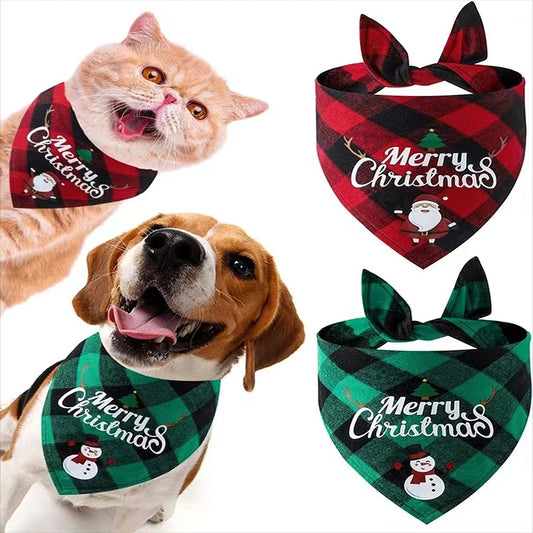 Christmas Day Border Protection Pet Small, Medium, and Large Dogs, Dogs, Cats, Teddy Triangular Towels, Water Jars