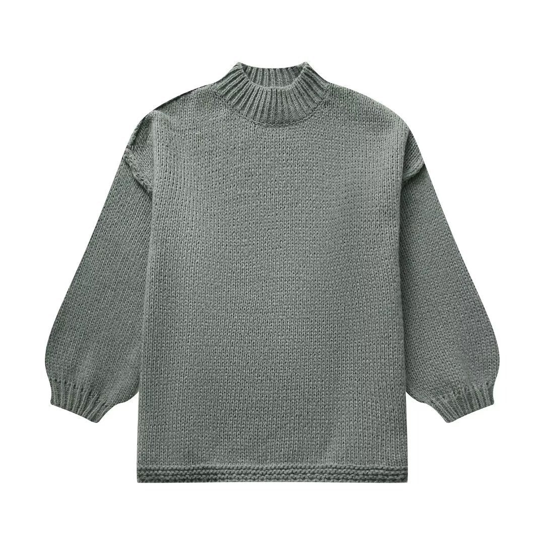 Round neck thin knit sweater