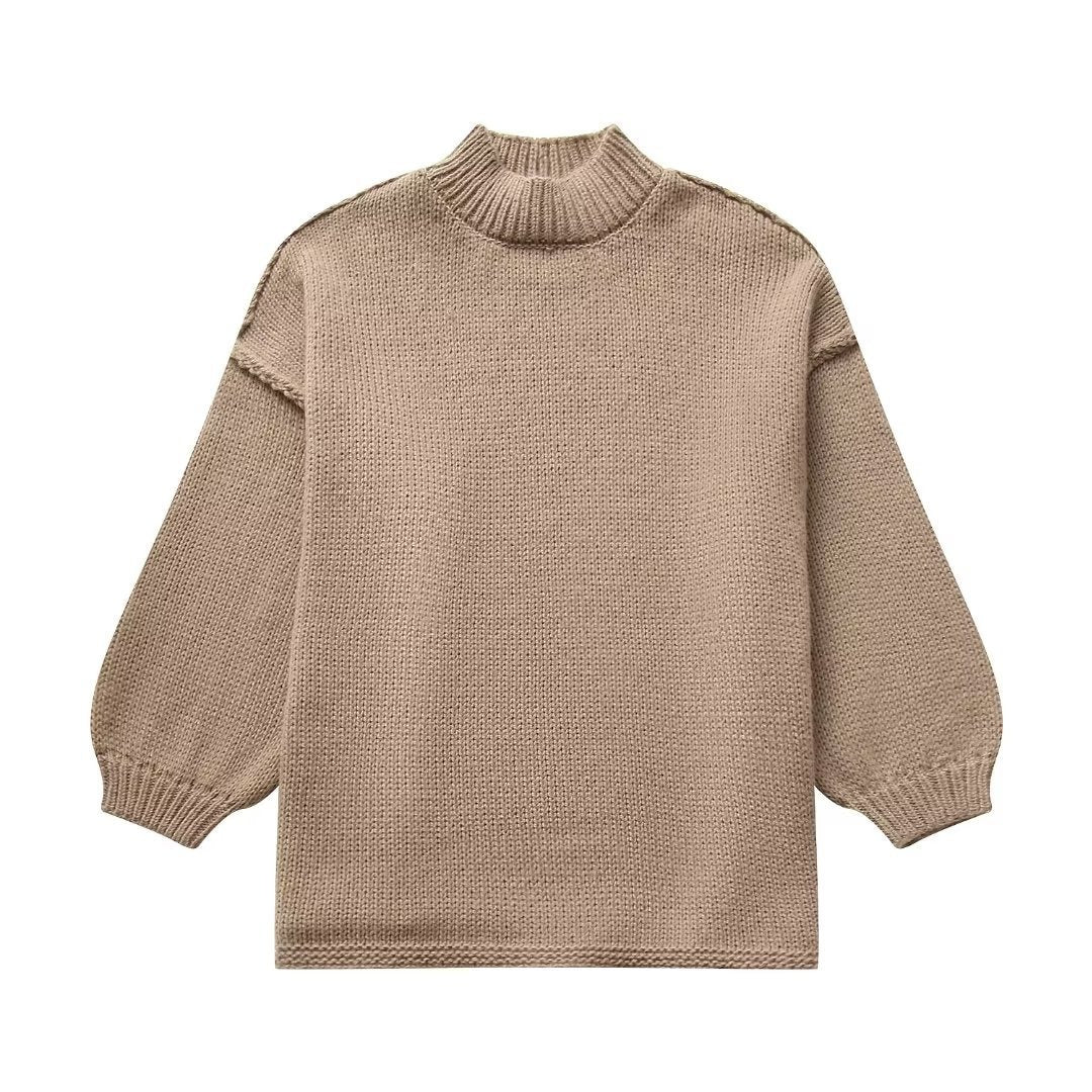 Round neck thin knit sweater