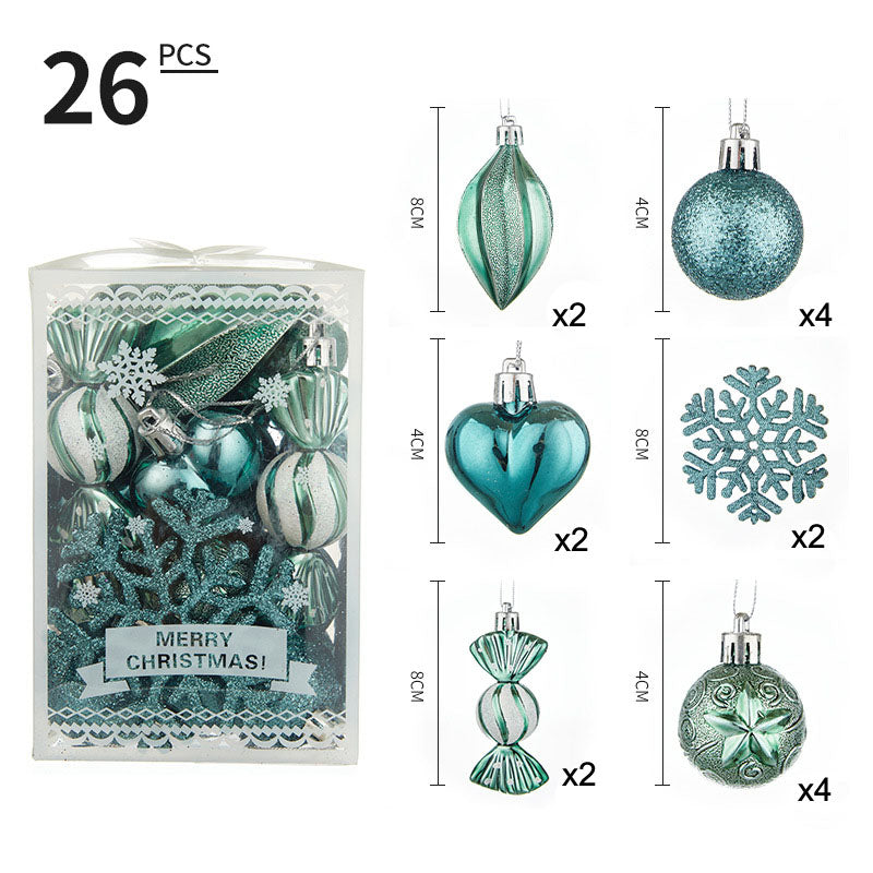 Christmas Ball Set 6cm Painted Alien Ball Powder Snowflake Set Box Christmas Supplies