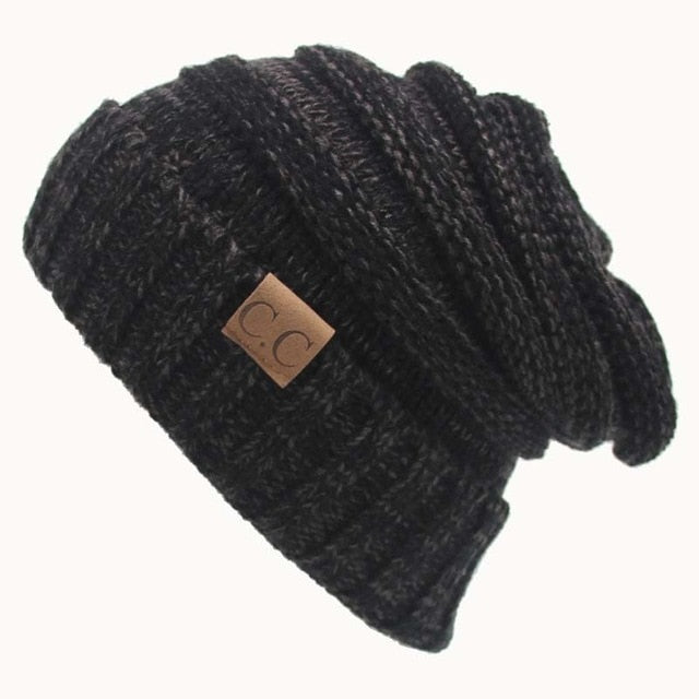 CC Beanies Hats & Caps Women Winter Knitted Wool Cap Men Casual Unisex Solid Color Hip-Hop Skullies Beanie Warm Hat