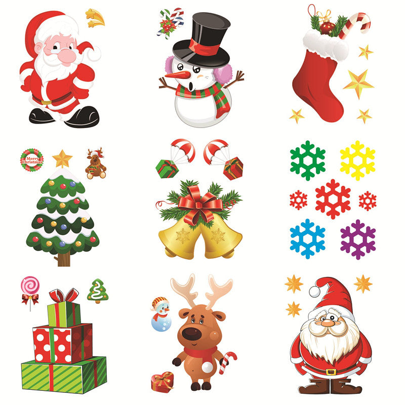 Christmas Window Sticker Santa Claus/Snowman/Elk Glass Sticker Xmas Christmas Decorations for Home Natal New Year Gift Noel