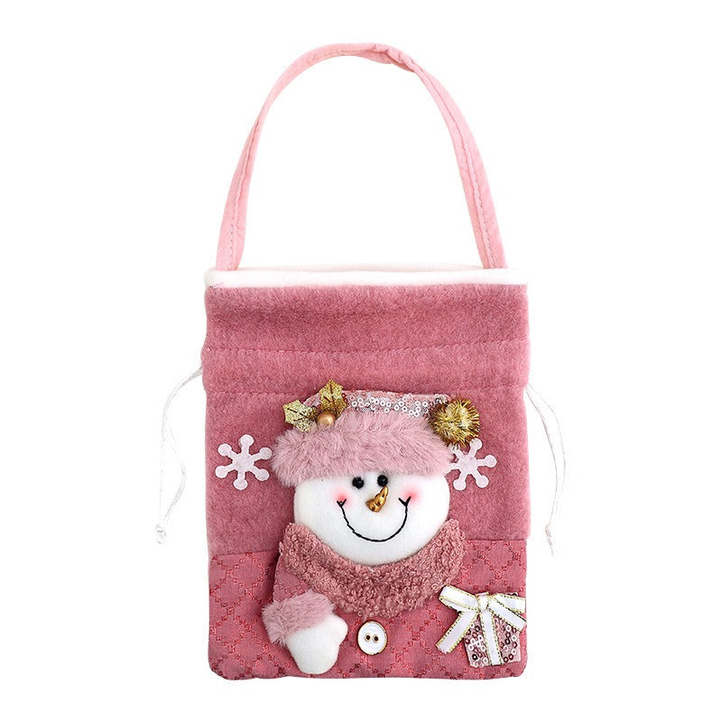 Christmas gift bag, pink glitter gift bag, Christmas Eve apple bag, kindergarten candy bag