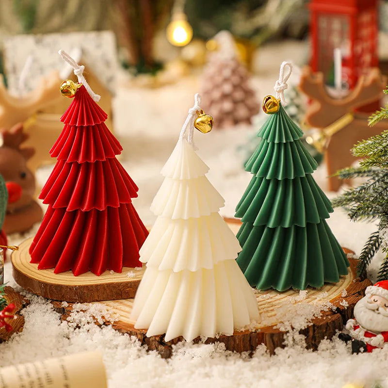 Cute Christmas Tree Candles Novelty Christmas Gifts Mini Wax Candle Red Green Scented Candles for Home Decor