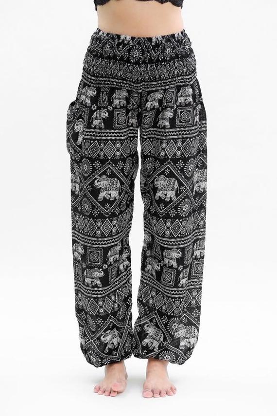 Black ELEPHANT Pants Women Boho Pants Hippie Pants Yoga